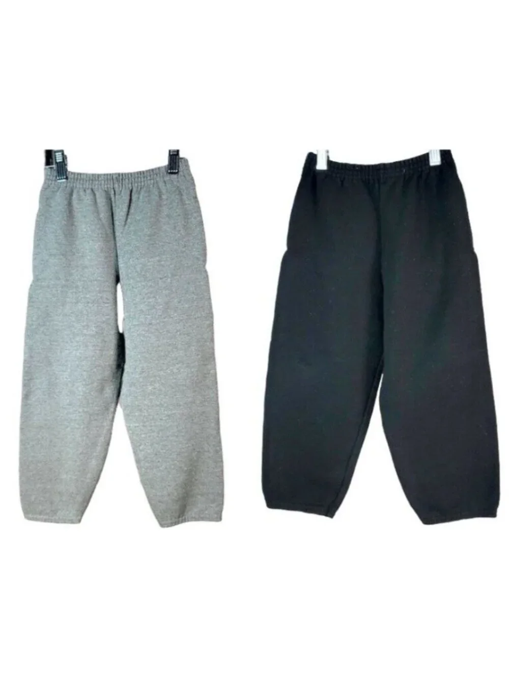 Hanes Boys Sweatpants Joggers Lot of 2 Black Gray XS Elastic Waist Cuff Pockets